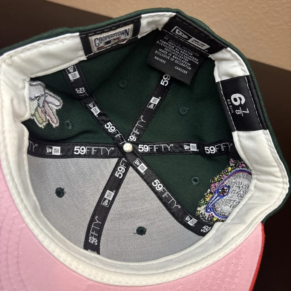 Jae Tips New Era collab Yankee, Green crown, Orange Brim, Pink UV size 6 7/8 kid